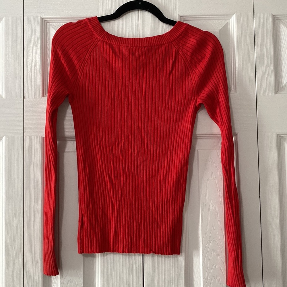 Red Express Ribbed Sweater - Picture 3 of 5